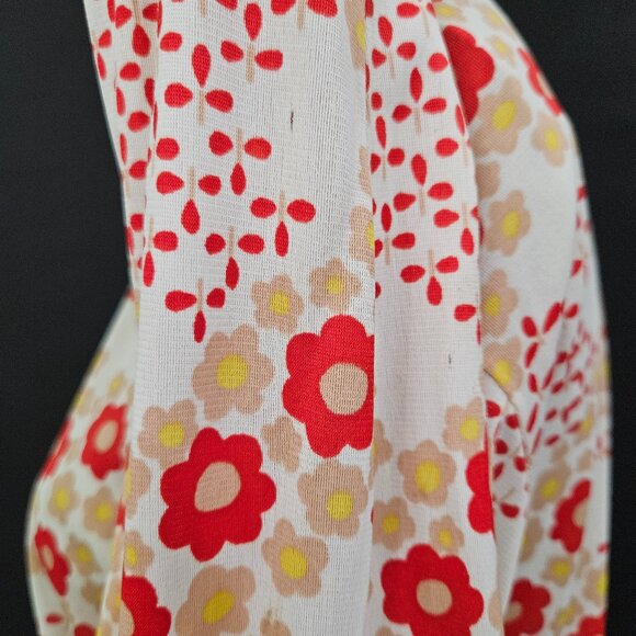 70s Shapely Flower Power Dagger Collar Long Sleeve Button Down Shirt - Picture 10 of 15